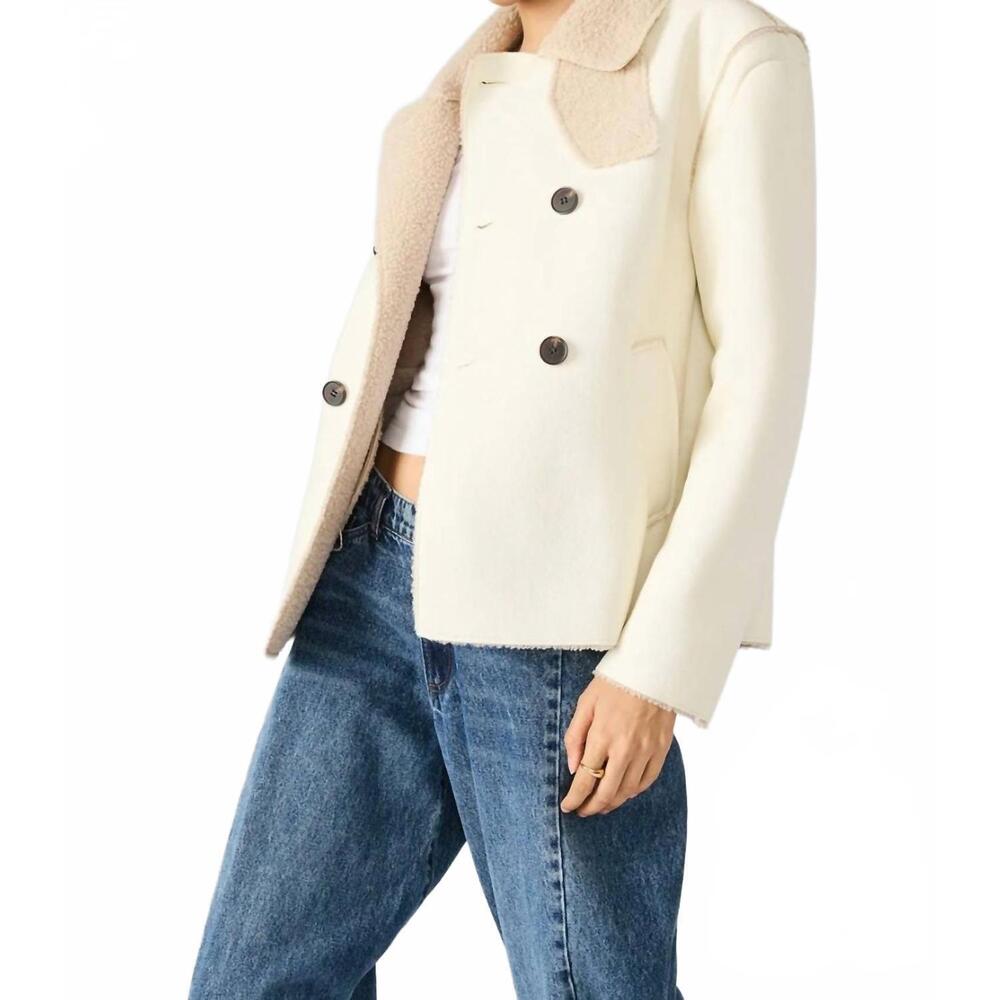 NEW STEVE MADDEN liv button-up coat in cream - Picture 3 of 4